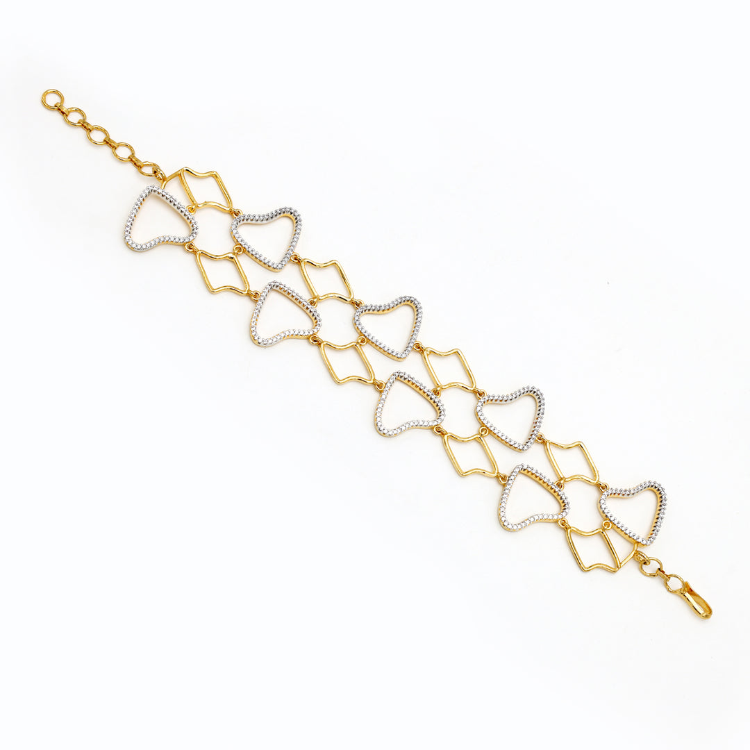 Dual-Tone Heart-Link Bracelet