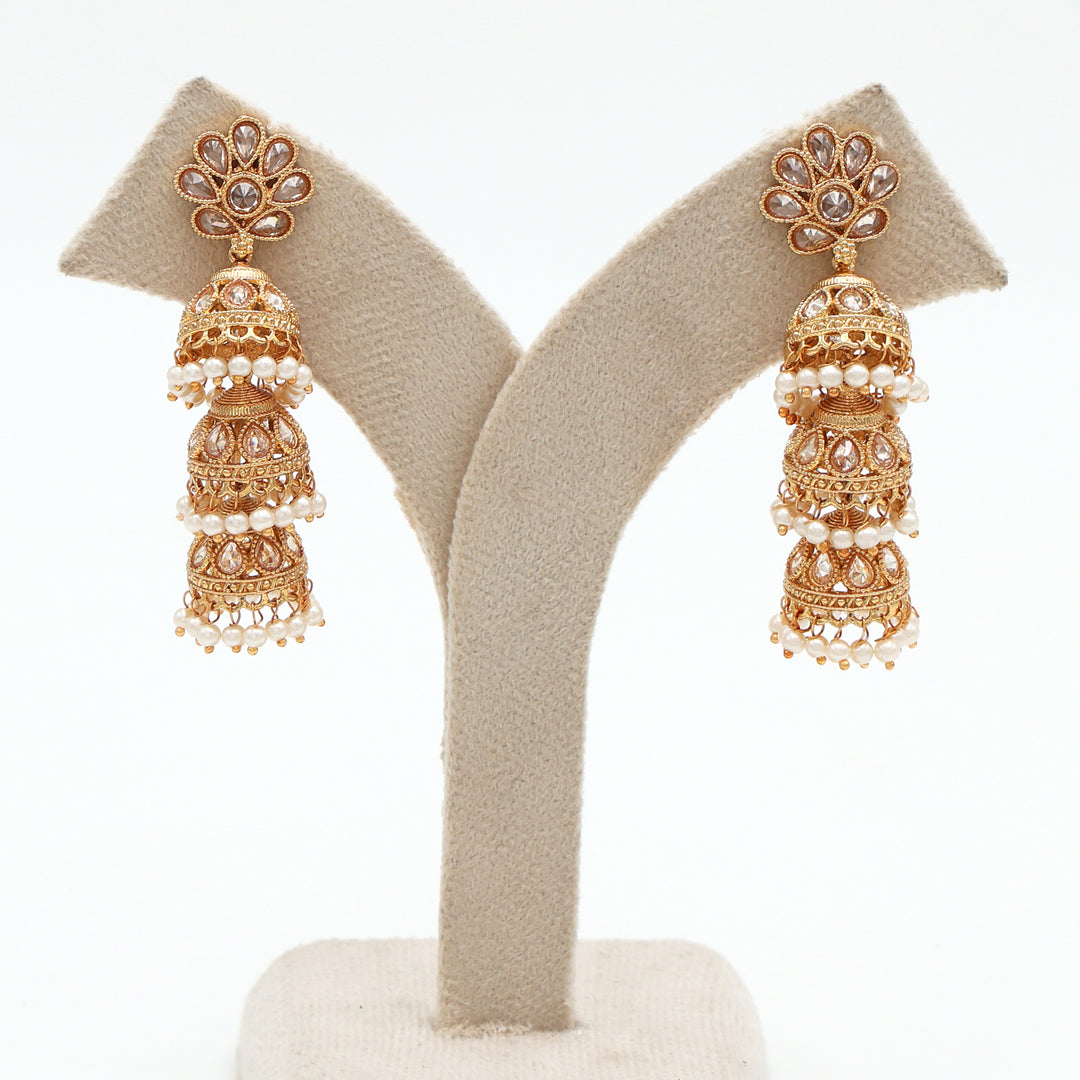 Floral Layered Gold Jhumka