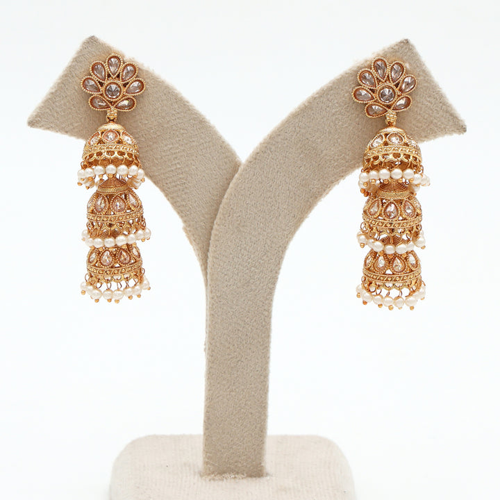 Floral Layered Gold Jhumka
