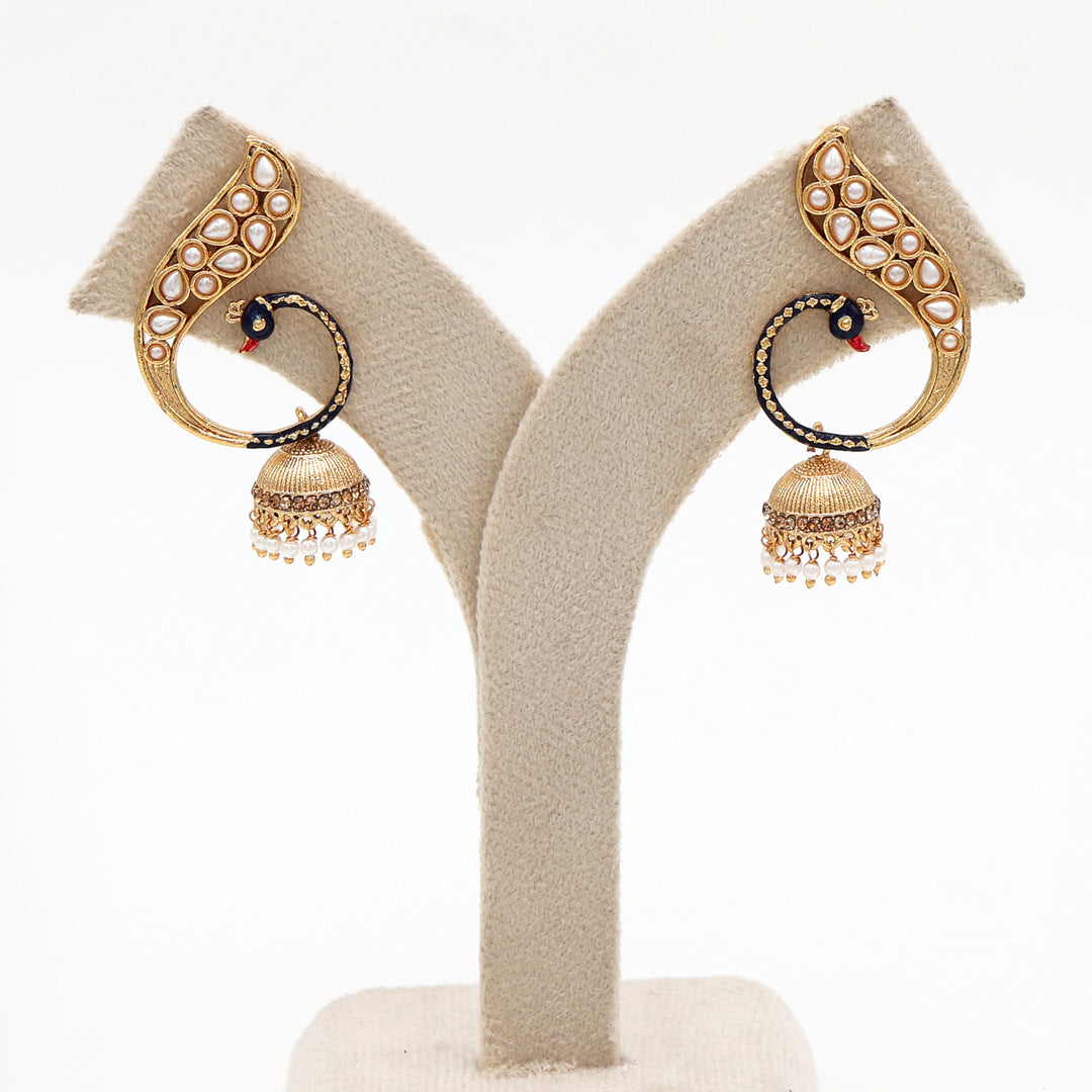 Contemporary Pearl & Enamel Curve Jhumka