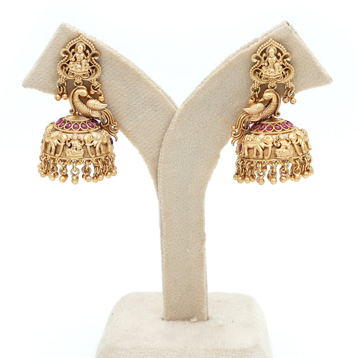 Peacock Temple Jhumka Earrings