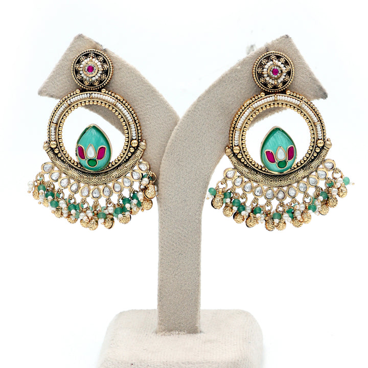 Lotus Charm Kundan Chandbali