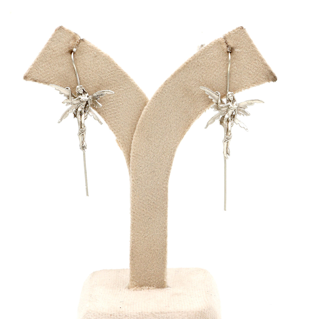 Textured Silver Fairy Drop Earrings