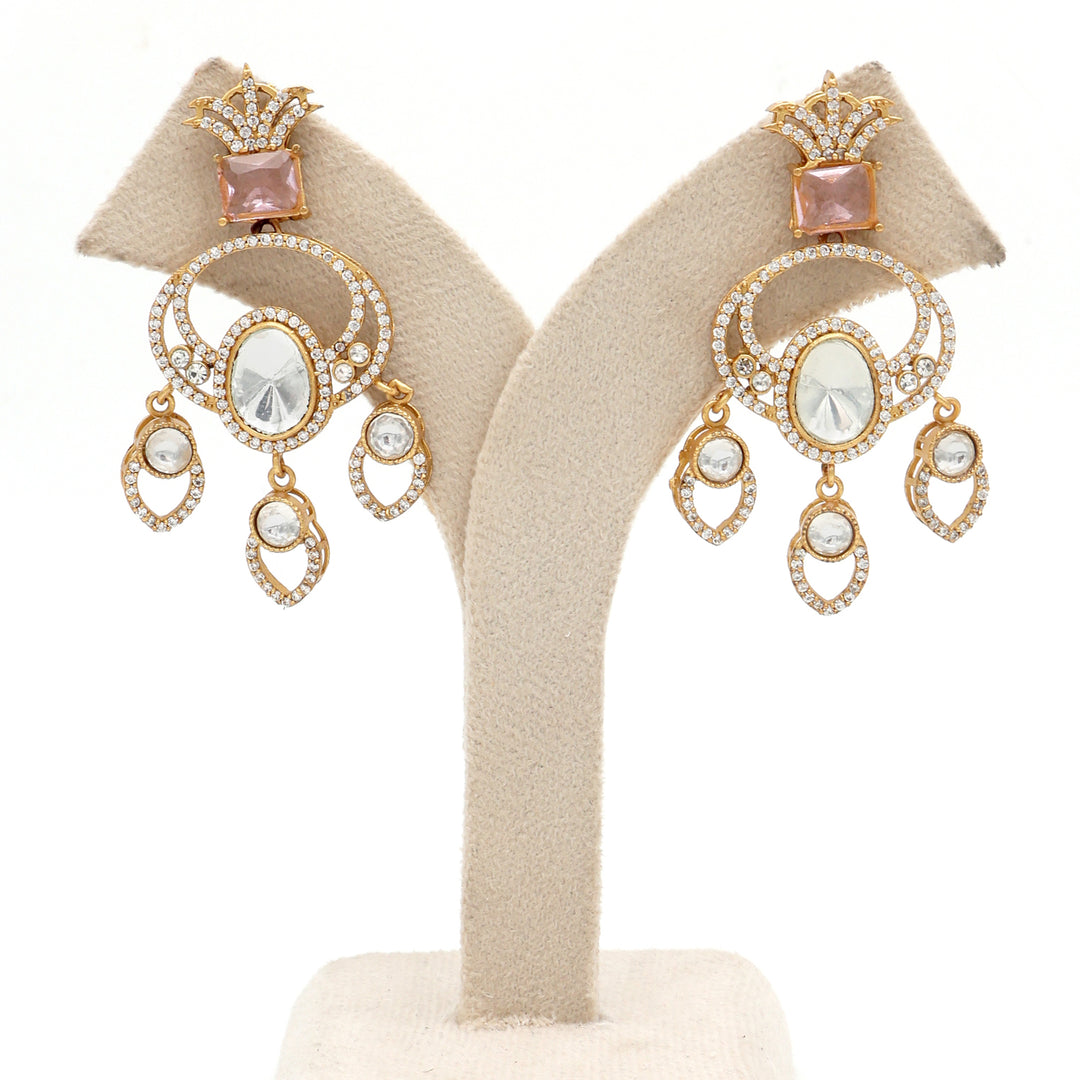 Polki Dangler Earrings with Pear Drop Charms