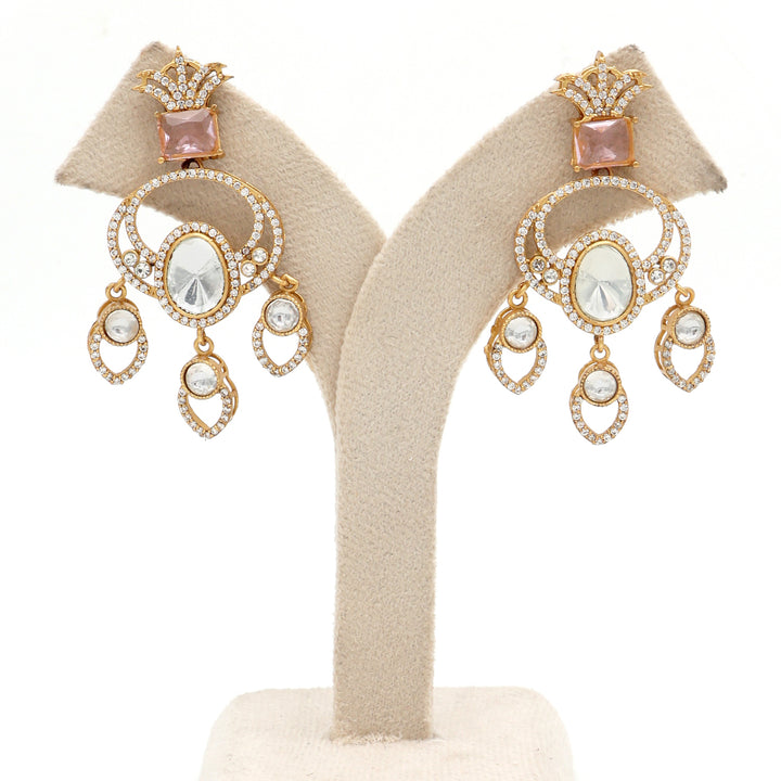 Polki Dangler Earrings with Pear Drop Charms