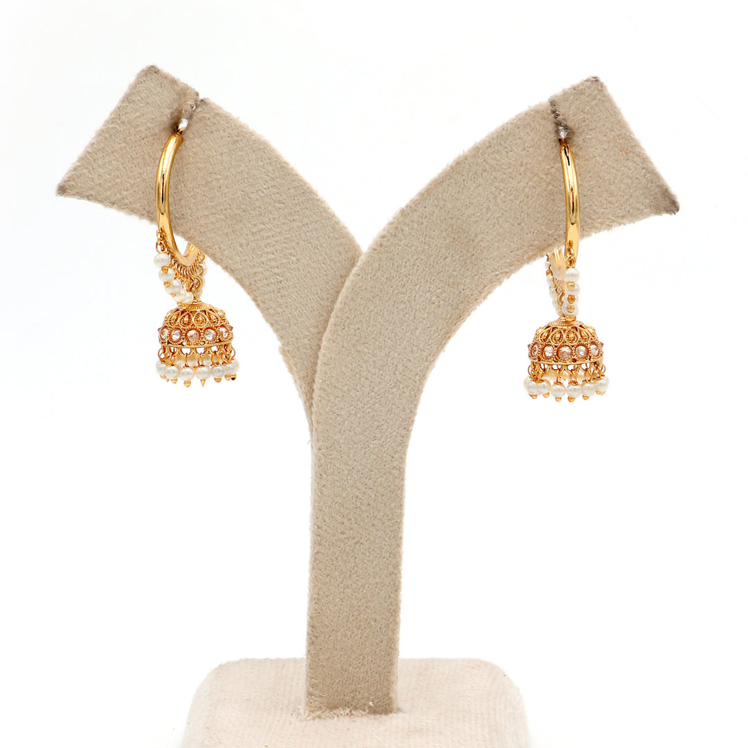 Golden Pearl Hoop Jhumka Earrings