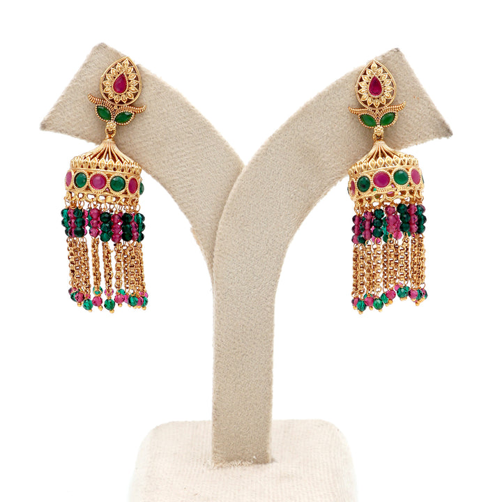 Multi-Stone Long Dangler Jhumka
