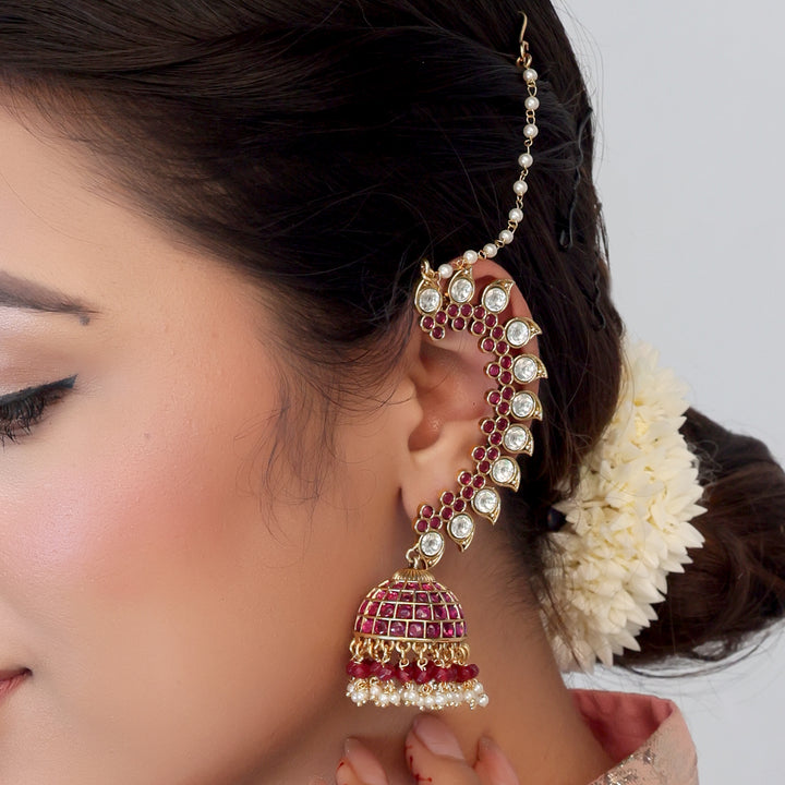 Ruby Jadau Ear Cuff Jhumka