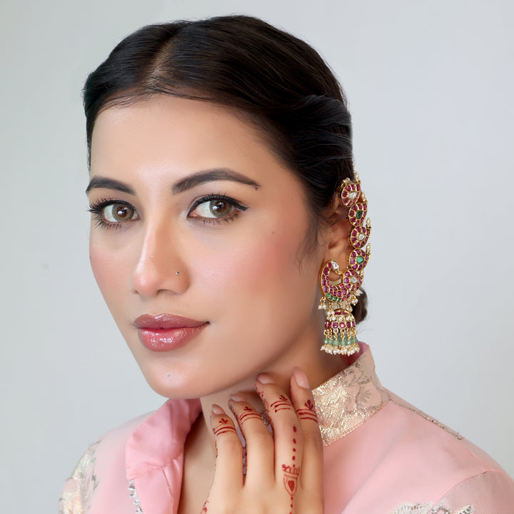 Royal Ruby Polki Ear Cuff Jhumka