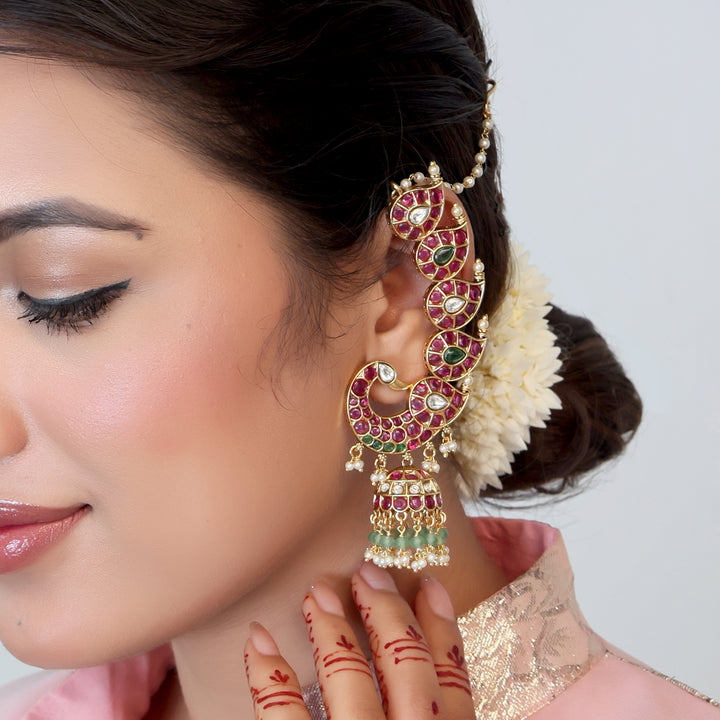 Royal Ruby Polki Ear Cuff Jhumka