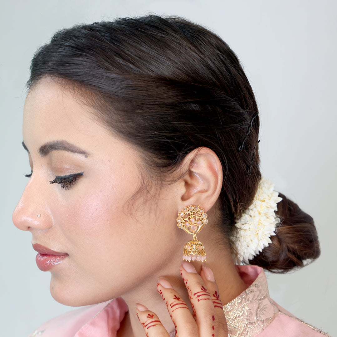 Pastel Pink Kundan Jhumka
