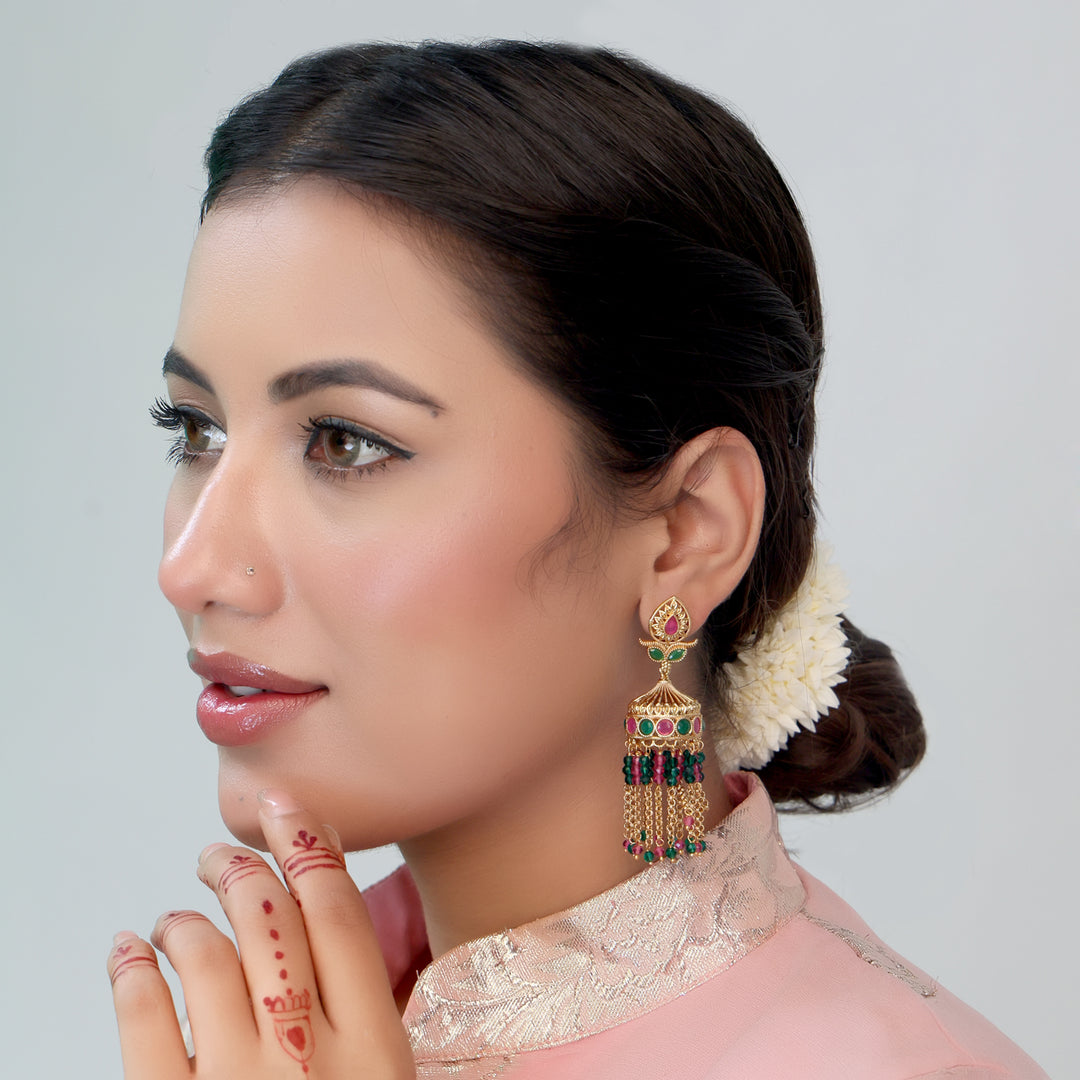 Multi-Stone Long Dangler Jhumka