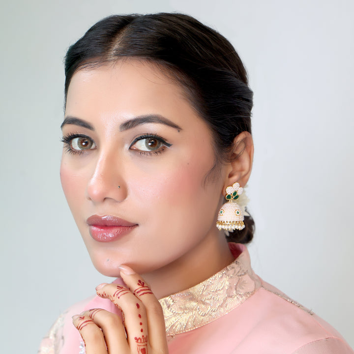 Pearl Dome Floral Jhumka