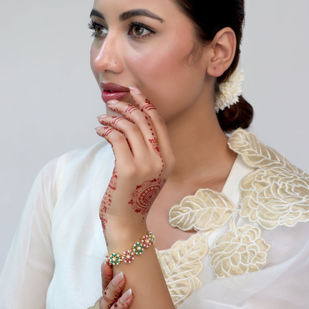 Multicolor Kundan Floral Bracelet