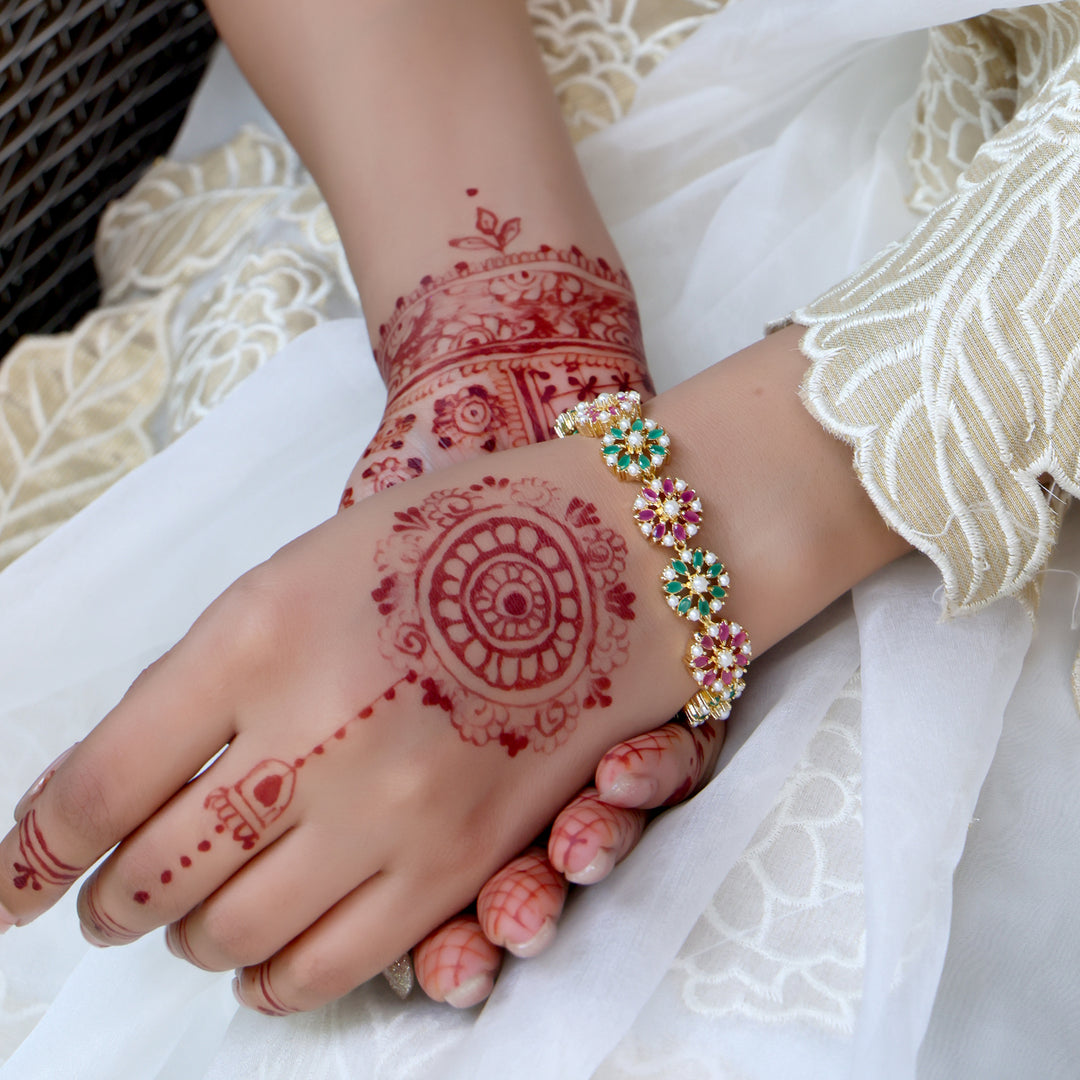 Multicolor Kundan Floral Bracelet