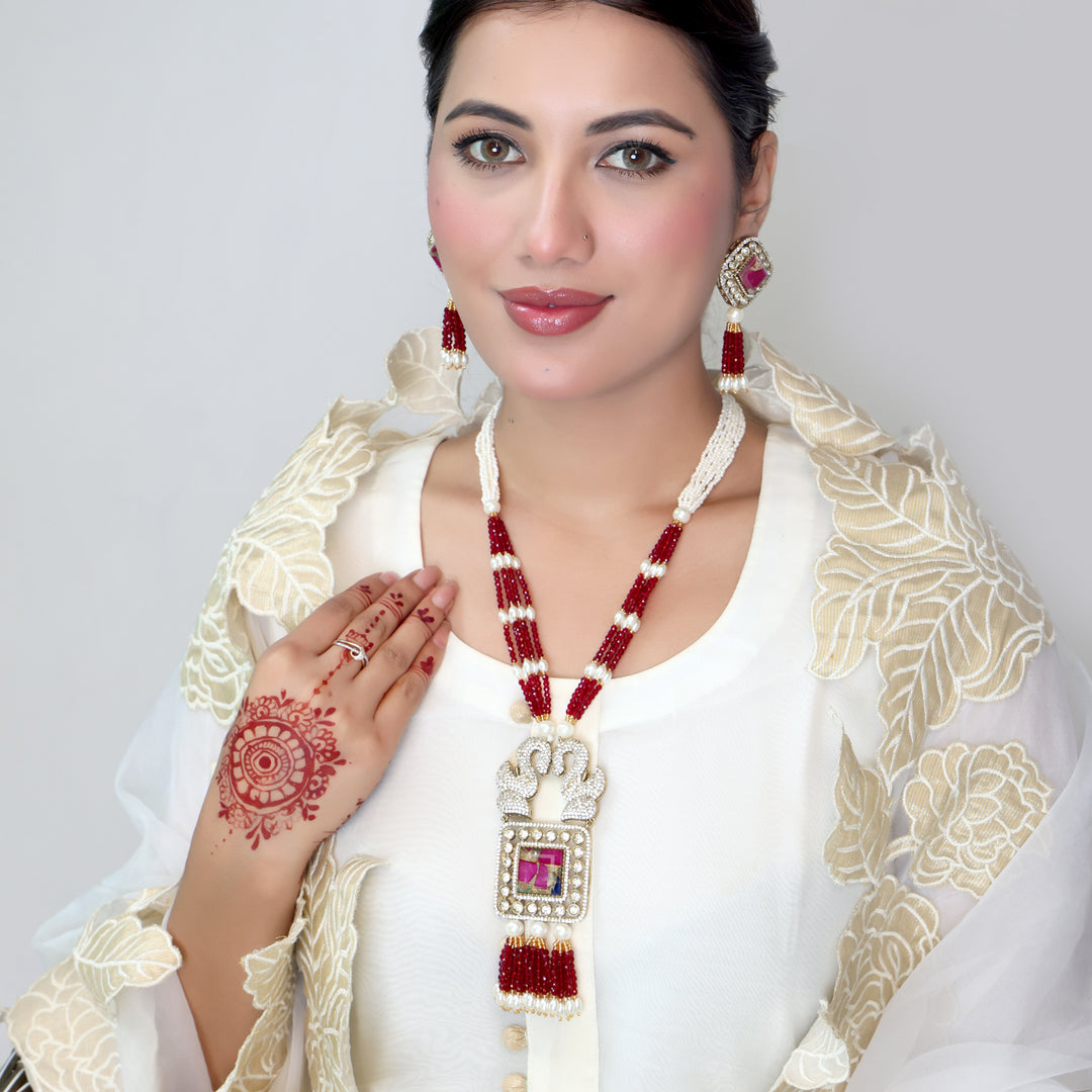 Ruby Pearl Long Mala Set