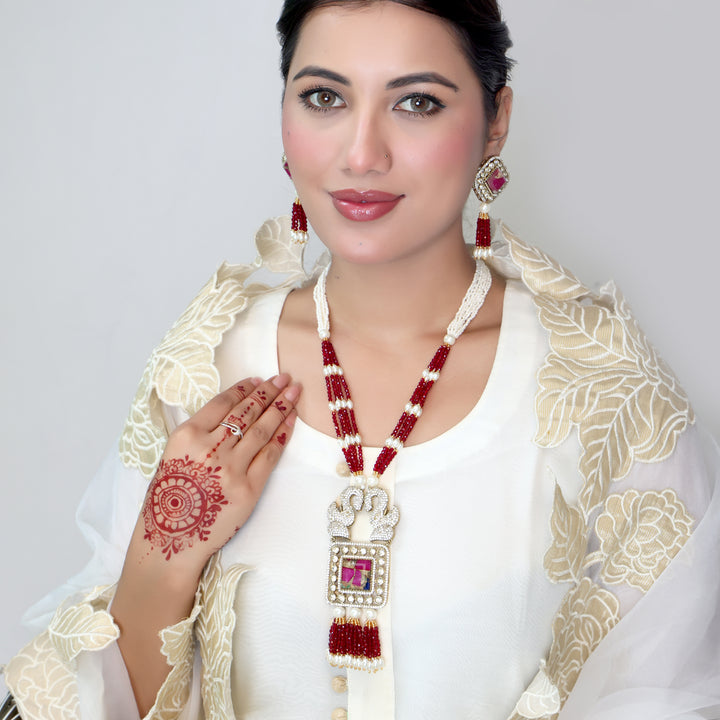 Ruby Pearl Long Mala Set