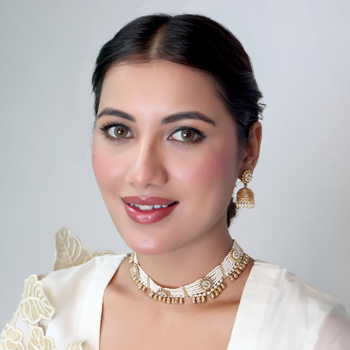 Ivory Pearl & Golden Kundan Choker Set