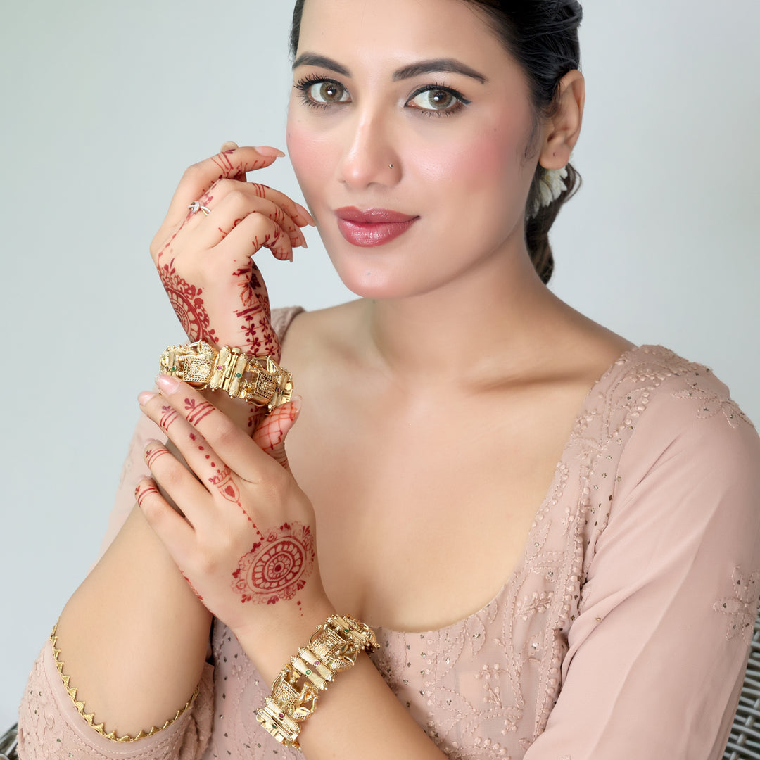 Antique Gold Temple Kada Set