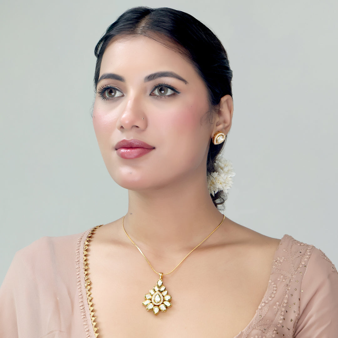 Classic Polki Drop Pendant Necklace Set