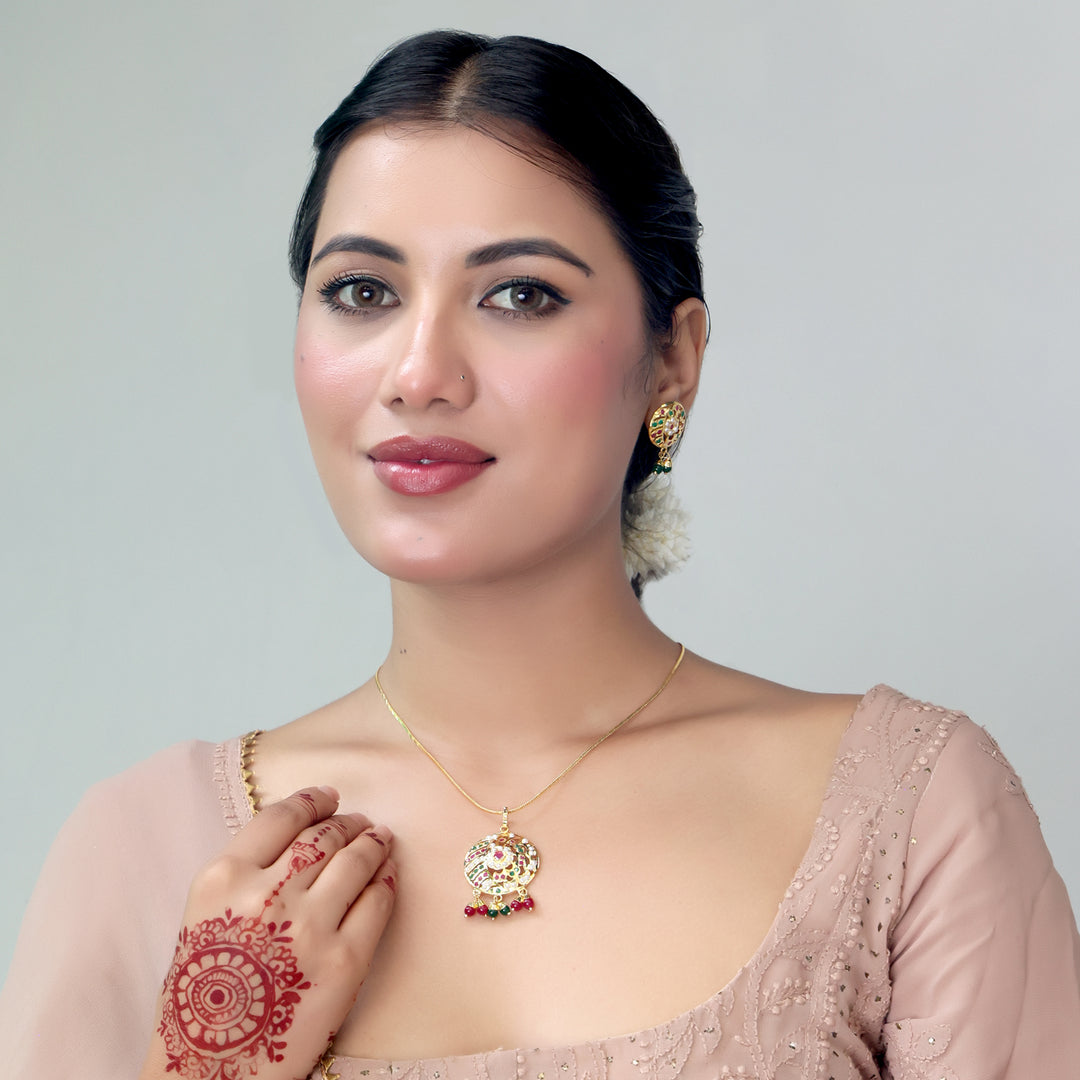 Handcrafted Meenakari Pendant Necklace Set