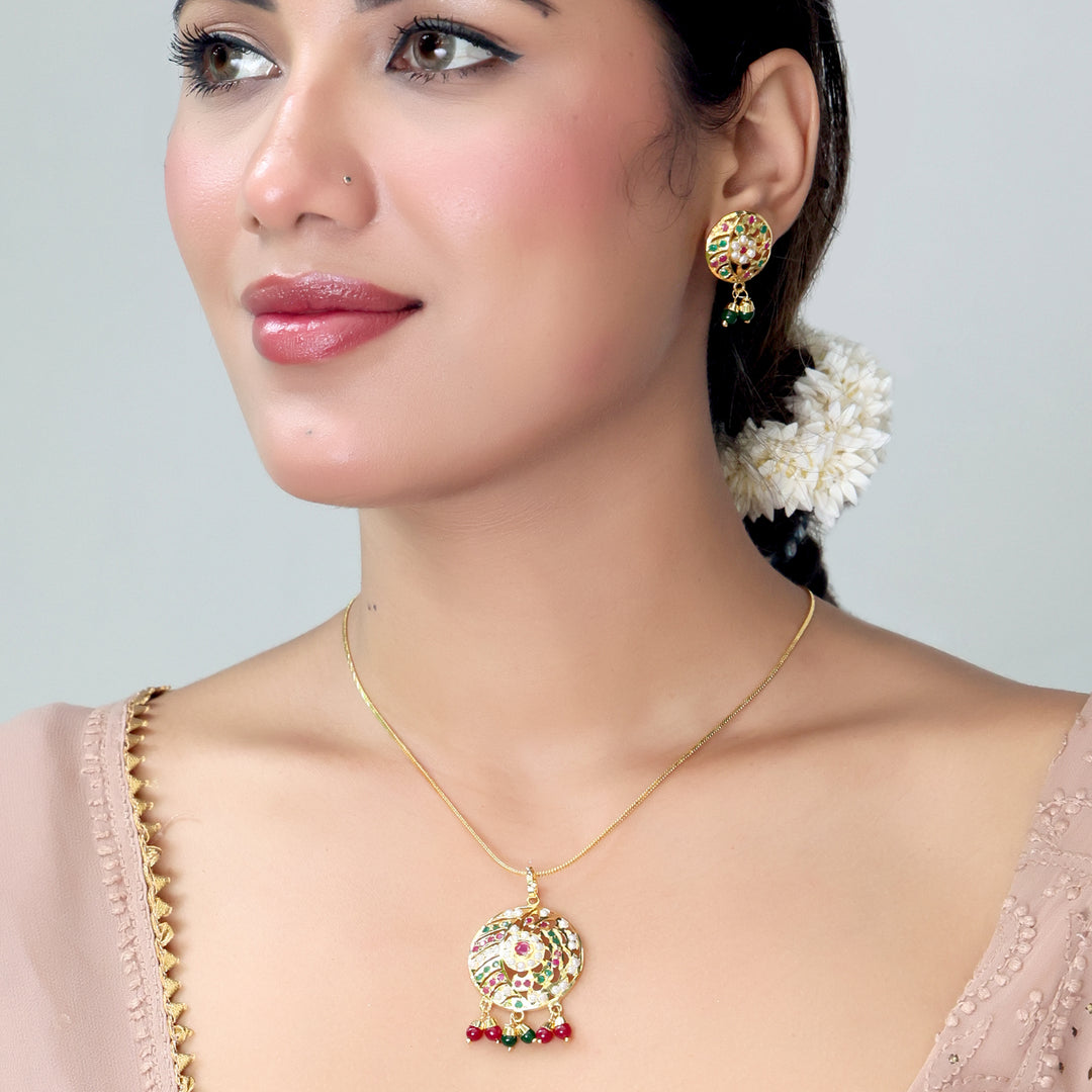 Handcrafted Meenakari Pendant Necklace Set