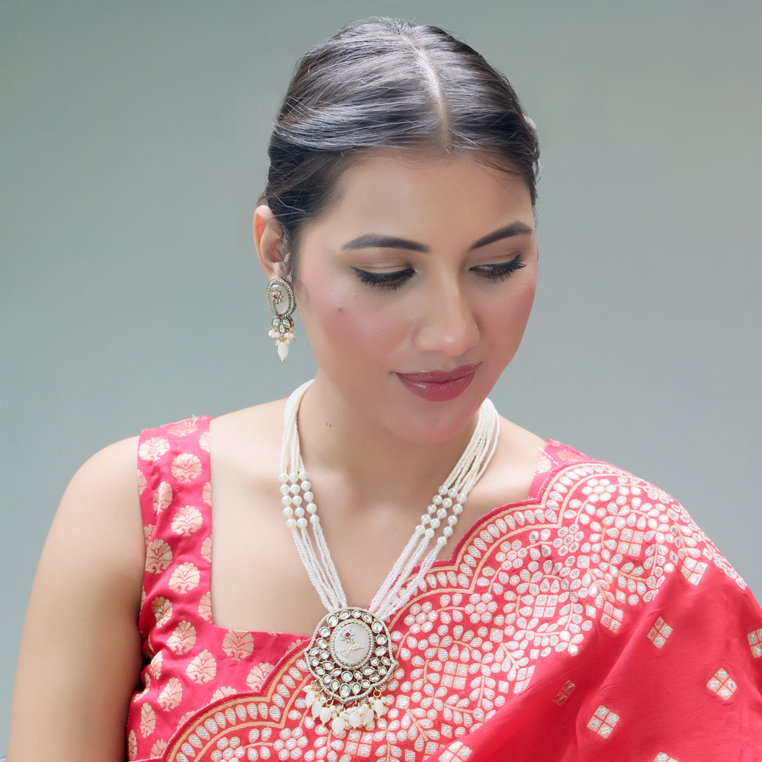 Royal Kundan Pearl Multistrand Necklace Set