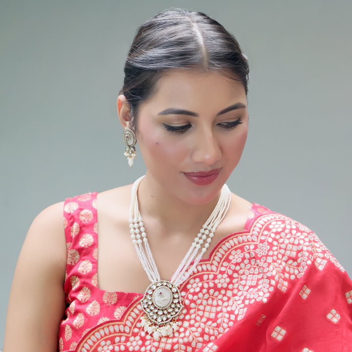 Royal Kundan Pearl Multistrand Necklace Set