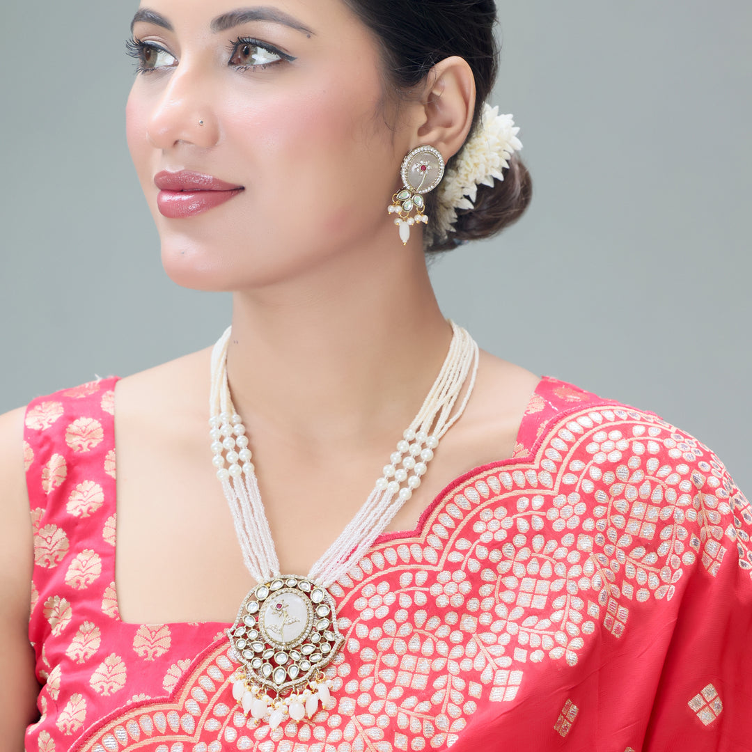 Royal Kundan Pearl Multistrand Necklace Set