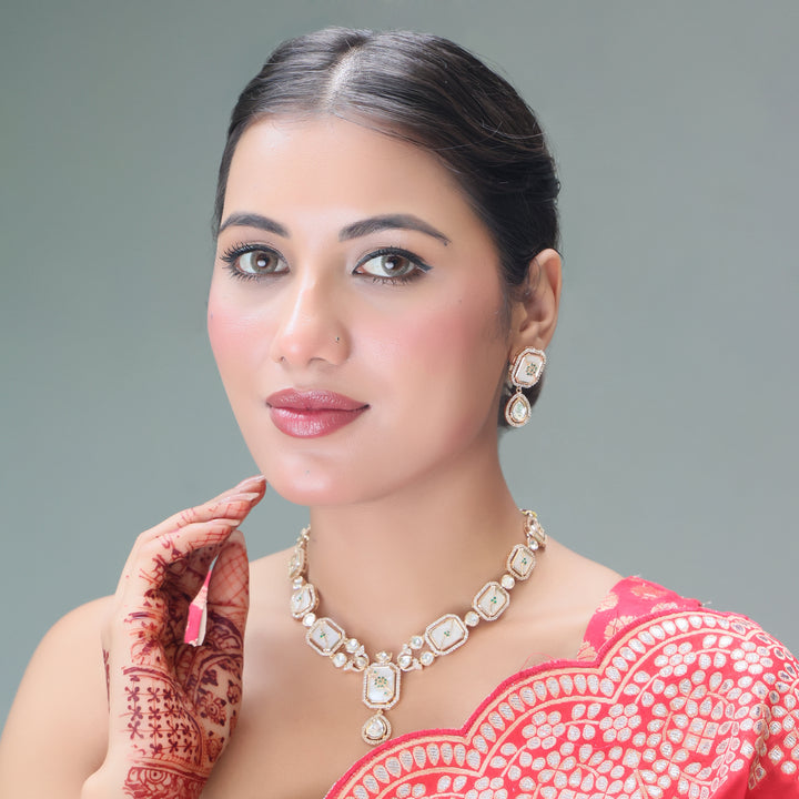 Hand-Painted Polki Enamel Statement Necklace Set