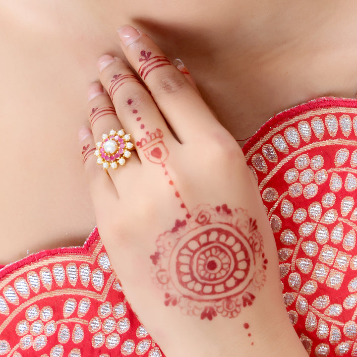 Royal Pink Stone Floral Ring