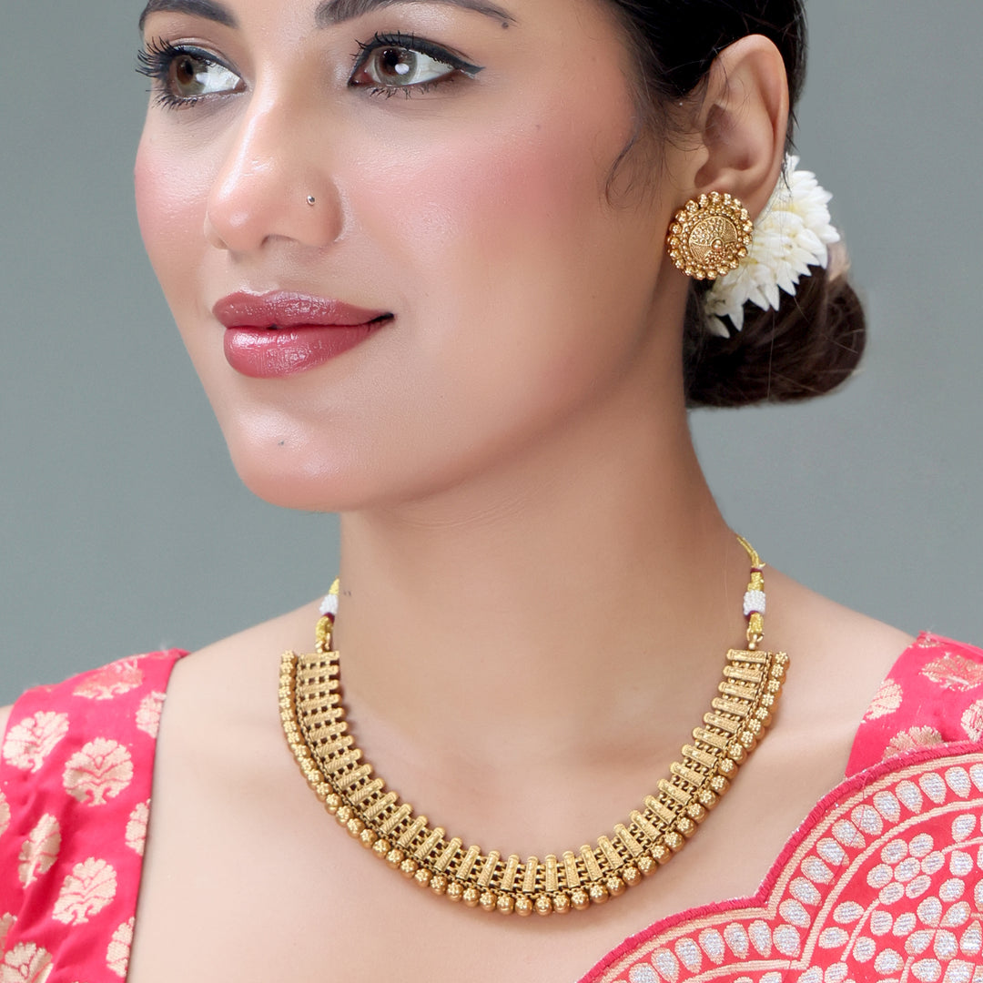 Antique Gold Temple Work Choker Necklace Set