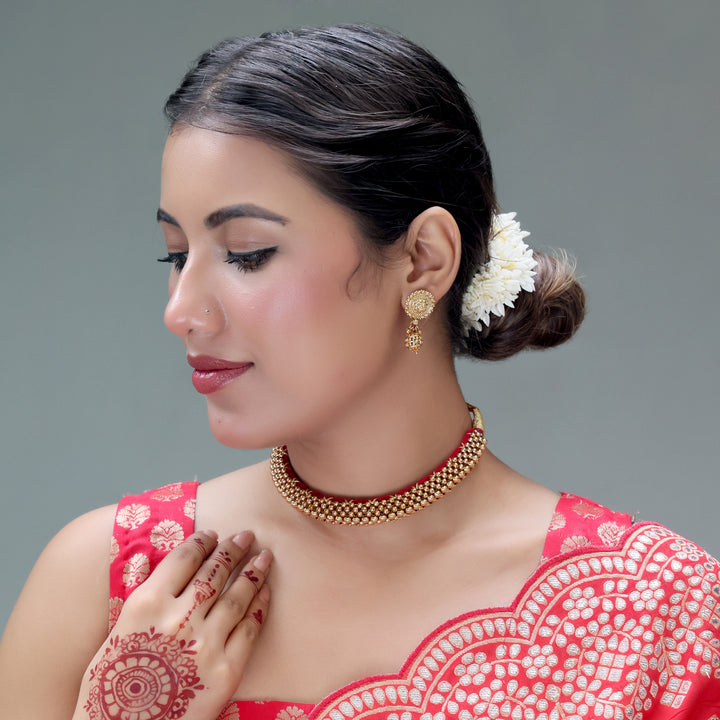 Classic Gold-Bead Traditional Choker Set