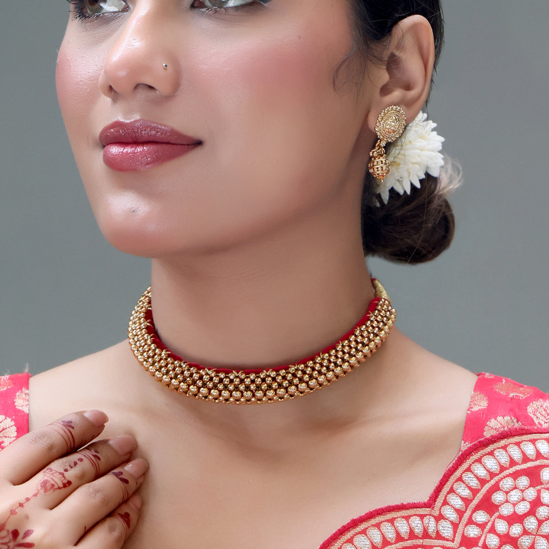 Classic Gold-Bead Traditional Choker Set