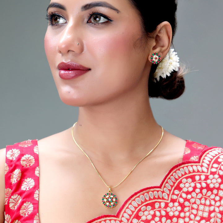 Multicolour Stone Pendant Necklace Set