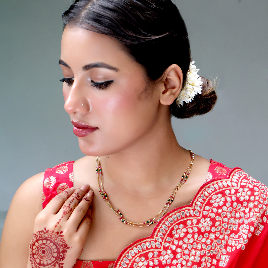 Dual-Layer Rani Green Beaded Chain