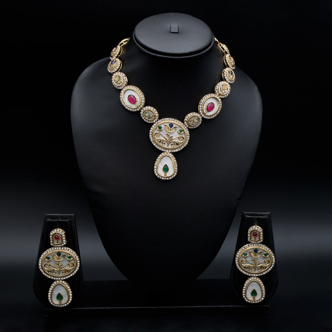 Regal Kundan Meenakari Necklace Set with Multicolor Stones
