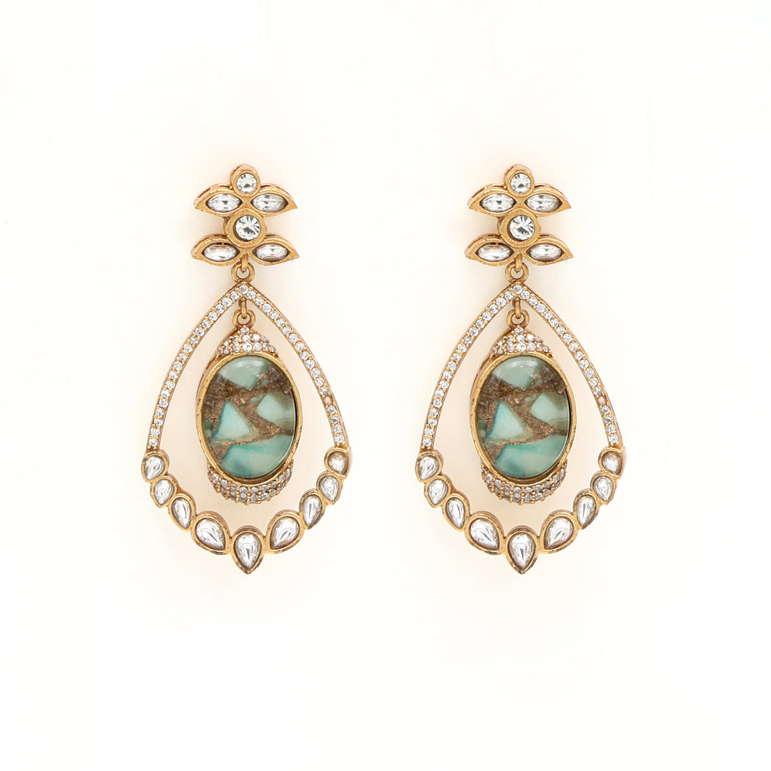 Mint Green Kundan Necklace & Earrings Set