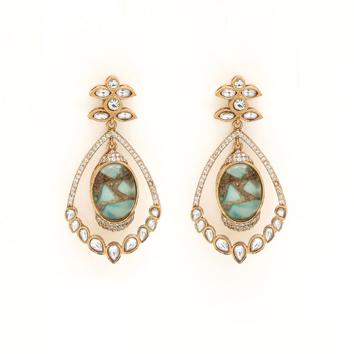 Mint Green Kundan Necklace & Earrings Set