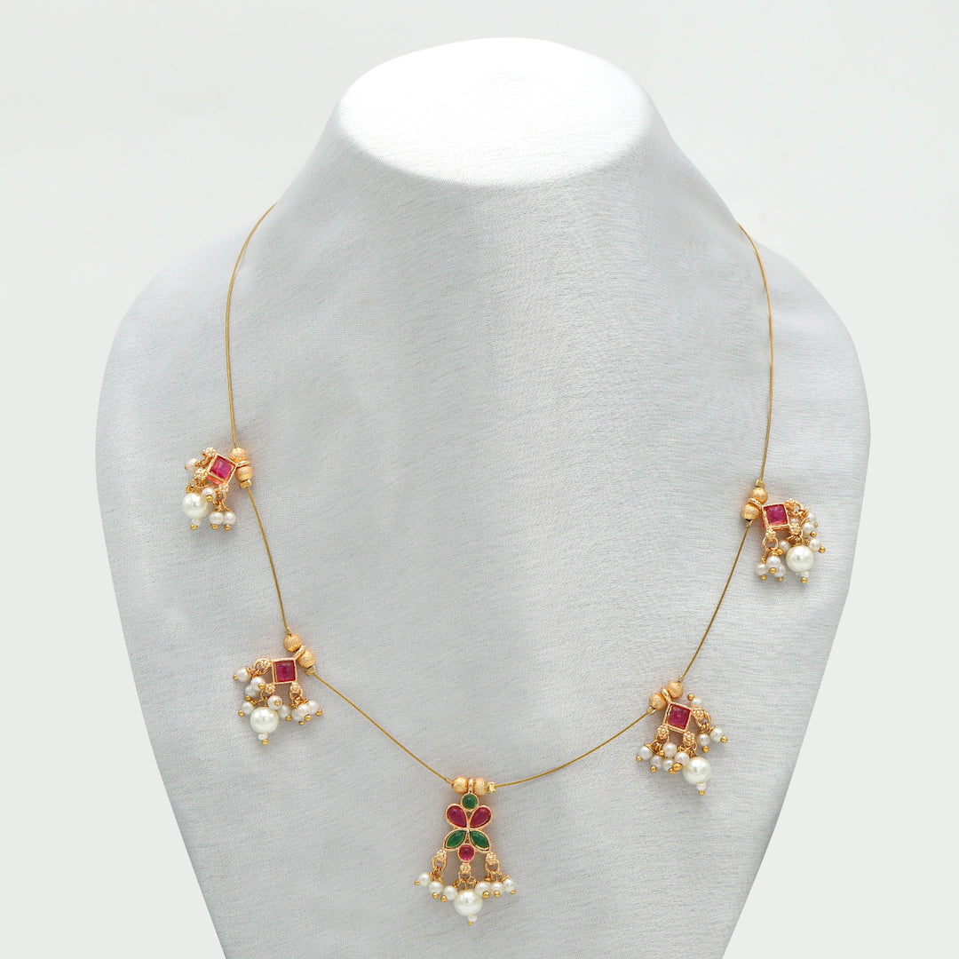 Invisible Kundan & Pearl Drop Necklace Set