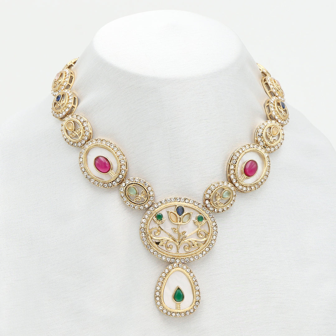 Regal Kundan Meenakari Necklace Set with Multicolor Stones