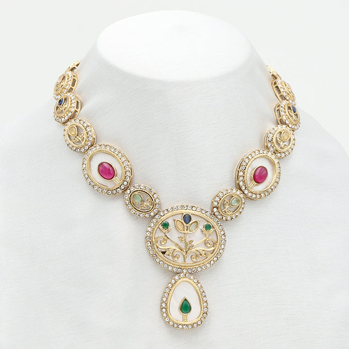 Regal Kundan Meenakari Necklace Set with Multicolor Stones