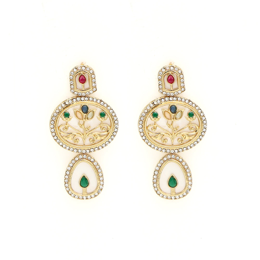 Regal Kundan Meenakari Necklace Set with Multicolor Stones