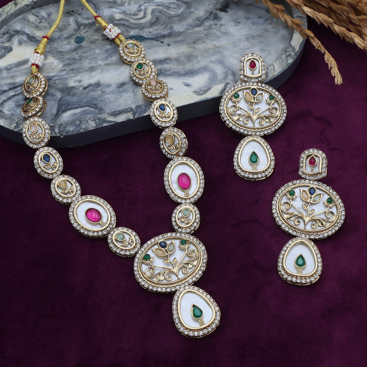 Regal Kundan Meenakari Necklace Set with Multicolor Stones