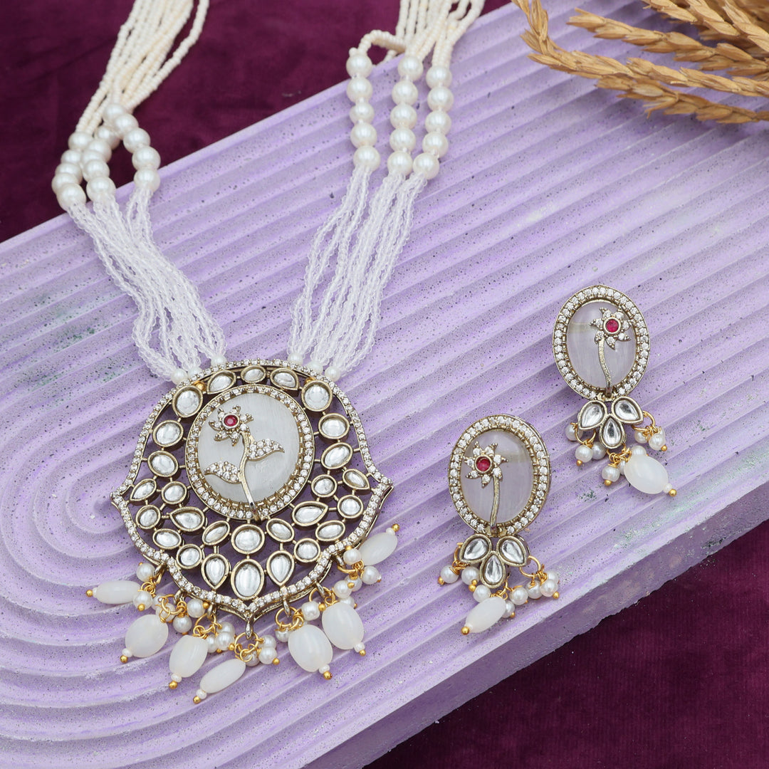 Royal Kundan Pearl Multistrand Necklace Set