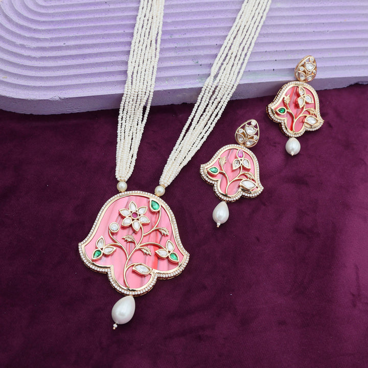 Handcrafted Red Meenakari Pearl Necklace Set