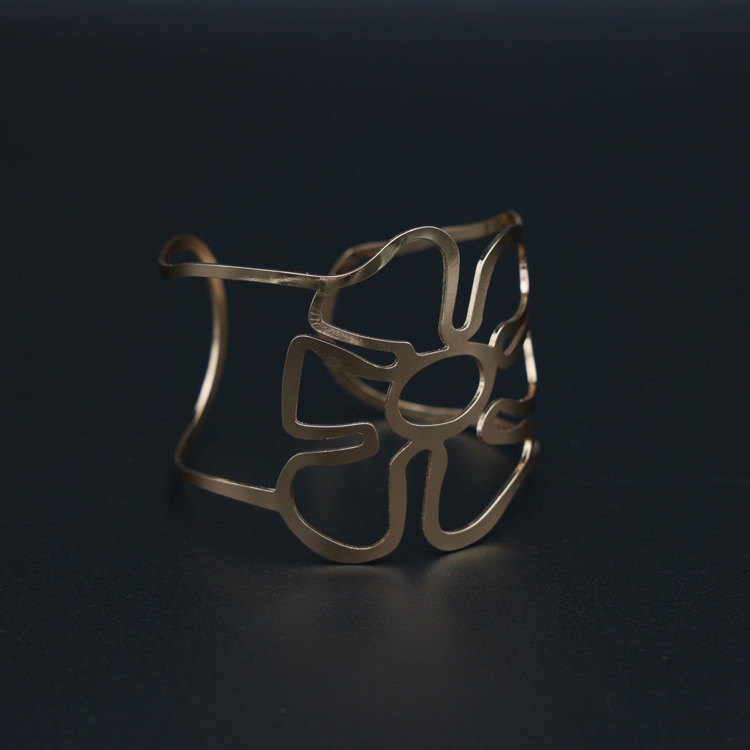 Floral Cutout Gold Cuff Bracelet
