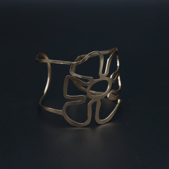 Floral Cutout Gold Cuff Bracelet