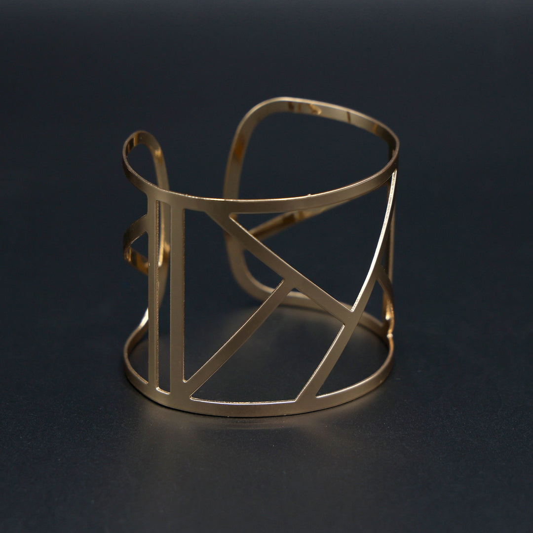 Geometric Gold Open Cuff Bracelet