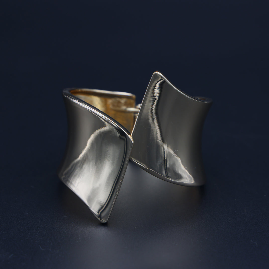 Bold Gold-Tone Sculpted Statement Cuff Bracelet